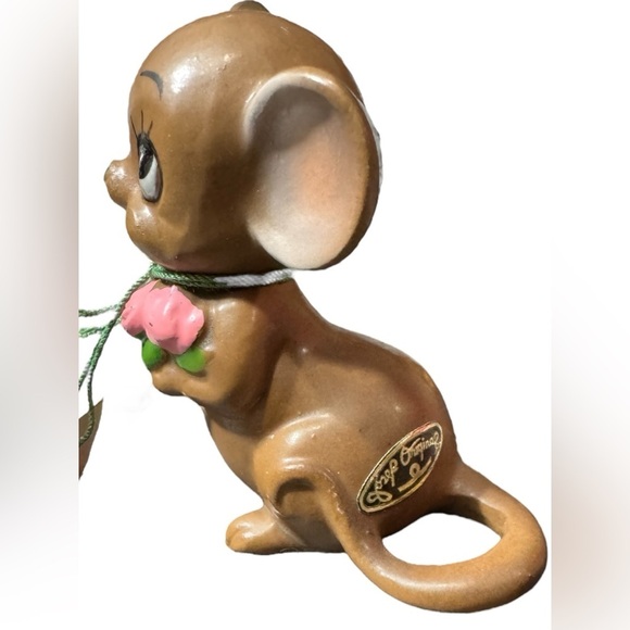 Vintage Josef Orig. ROMANTIC  MOUSE  FLOWER BOUQUET “To My Love” JAPAN 2.5” - Picture 5 of 13